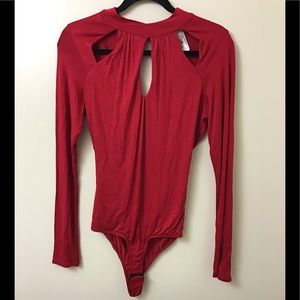 Red one piece bodysuit